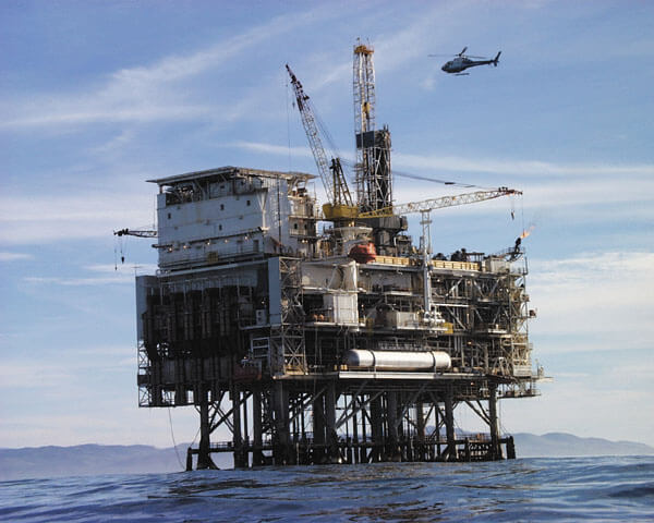 Oil platform located 10 km off the coast of central California near Point Conception near gray whale migration route image