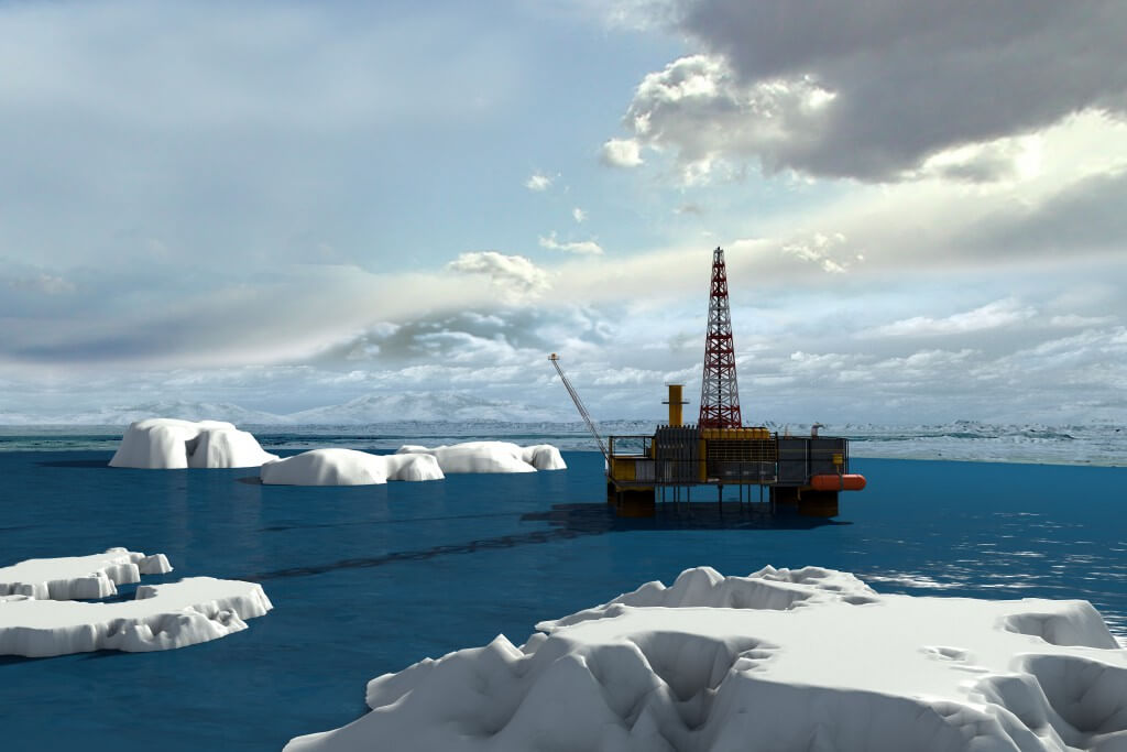 Oil platform in the Arctic Ocean.
