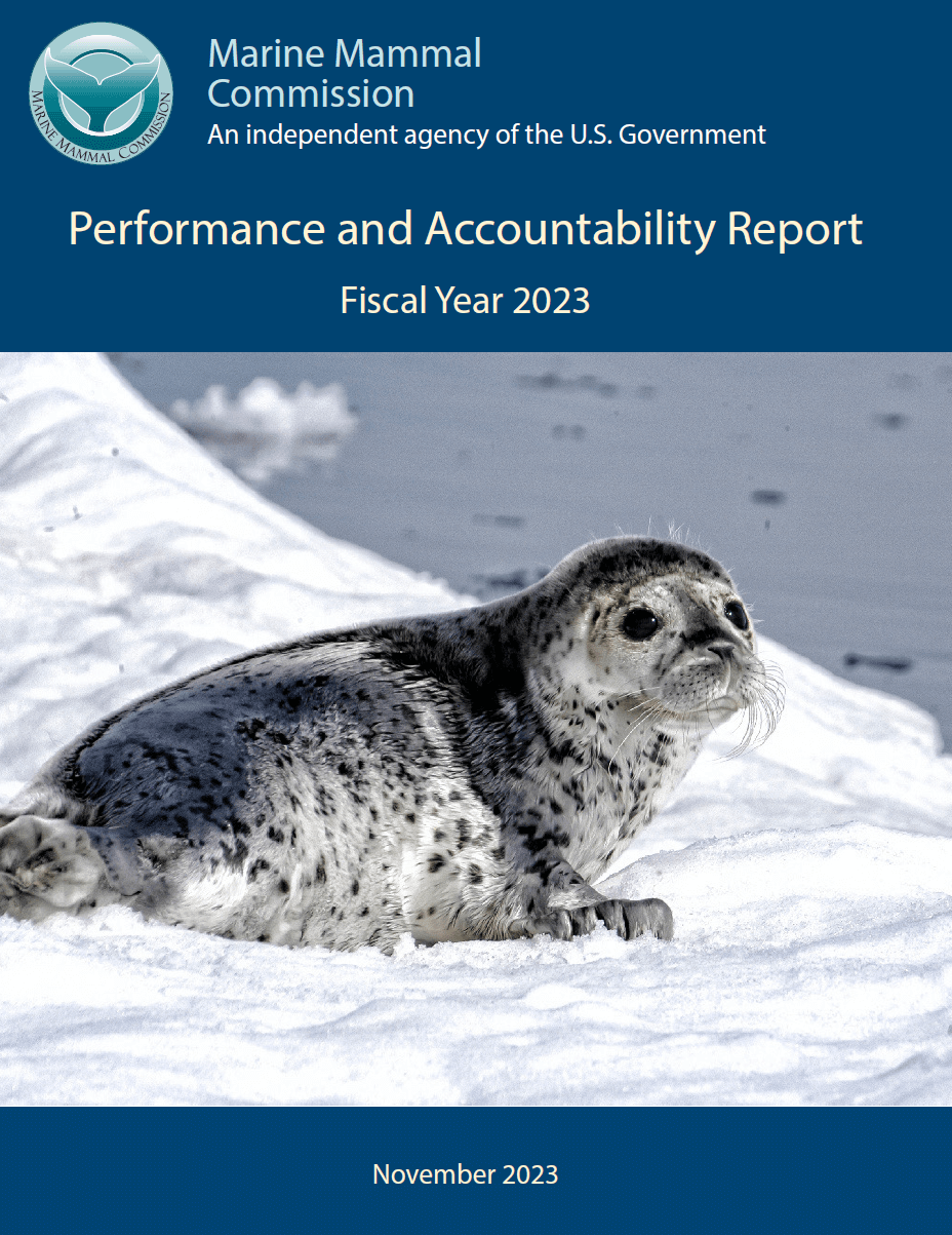 Cover Image of the FY2023 PAR featuring an ice seal