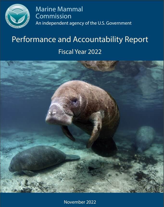 Cover Image of the FY2022 PAR featuring a manatee